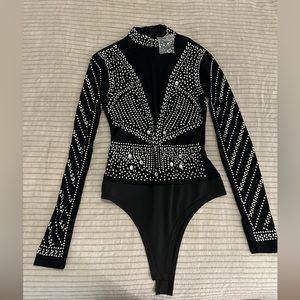 Rhinestone Mesh Bodysuit - size Medium